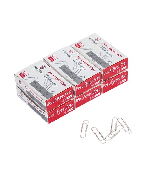PAPERPAL Paperclips for Office School & Personal Use, #1 Nonskid Paper Clip (1-2/7"), 600 Medium Paper Clips (6 Boxes of 100 Each), Silver