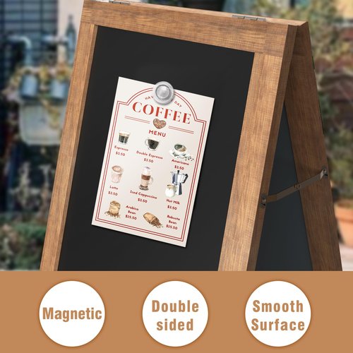 TOWON Large 40"x 20" Wooden A-Frame Chalkboard Sign, Rustic Standing Outdoor Sign, XL Chalk Board Sandwich Board Signs, Magnetic Double-Sided Sidewalk Board Kits for Cafe, Restaurant, Wedding Display
