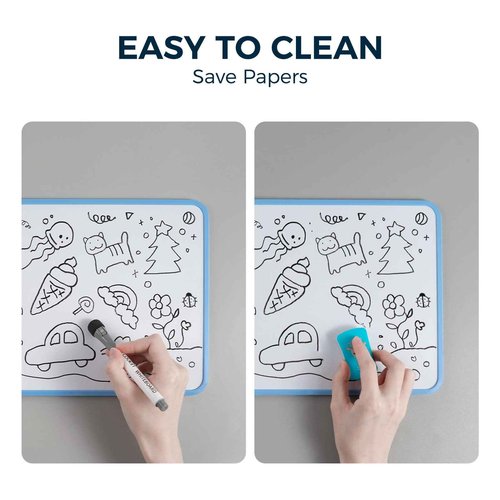 LOUKIN 6 Pack Small Dry Erase Lapboard, 9 x 12 Inch Double Sided (Ruled/Plain), Seamless Frame Mini Magnetic Lined Whiteboard Set, Great for Office (12 Markers&6 Erasers Included)