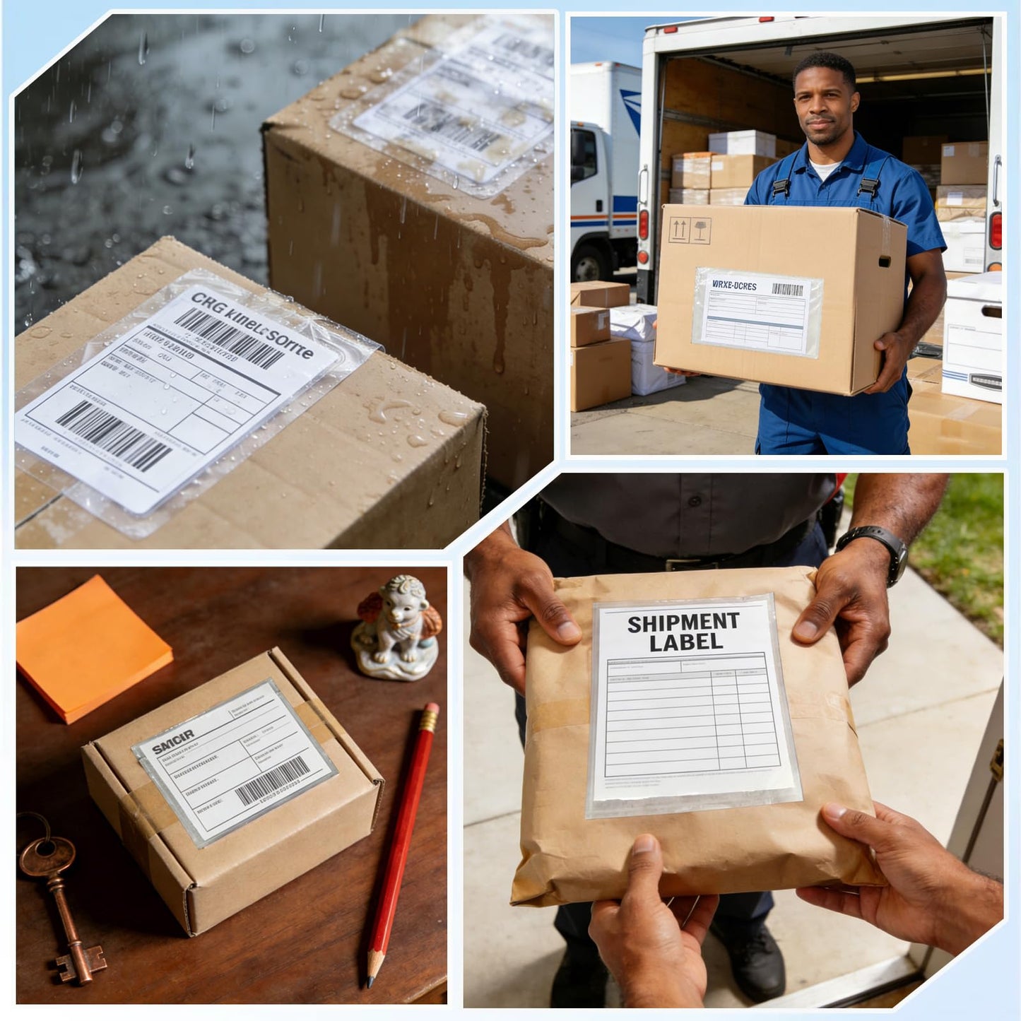 Volokitx 110 Pcs 7.5"x 5.5" Shipping Label Sleeves, Adhesive Clear Packing Slip Pouches, Top Loading Packing List Envelopes for Shipping & Mailing, Barcode Protection