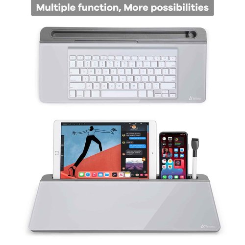 Desktop Glass Whiteboard Gray and Gray Board,Varhomax Desk Organizer and Desktop Memo Pad Solution for Home Office Accessories and School Supplies