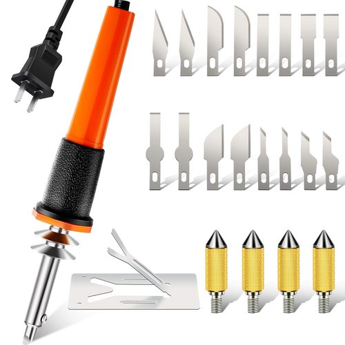 22 Pieces Electric Hot Knife Cutter Tool Kit Include Heated Knife Plastic Cutter With Multipurpose 16 Blades 4 Blade Holders Metal Stand For Soft Thin Plastic Foam Stencils