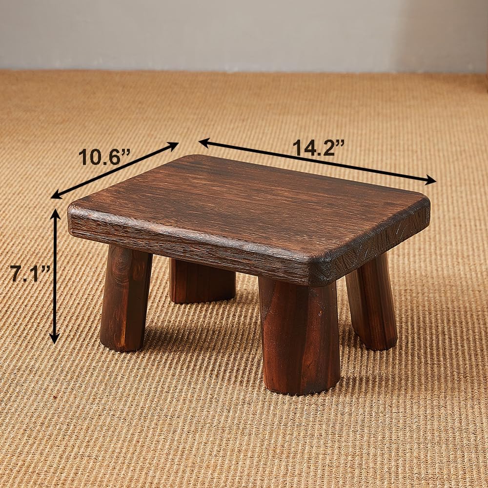 Skiennix Wooden Stool - Super Sturdy Bedside Step Stool for Kitchen & Bathroom | Supports Up to 500 LBS