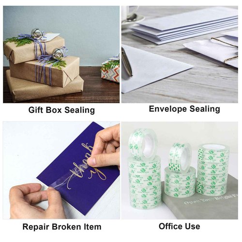 BOMEI PACK 144 Rolls Clear Tape Refills Transparent Tape,3/4 Inch x 800 Inch,Stationery Tape Rolls for Dispenser,Gift Wrapping Tape for Office,School and Home,1 Inch core,Easy Tear by Hand