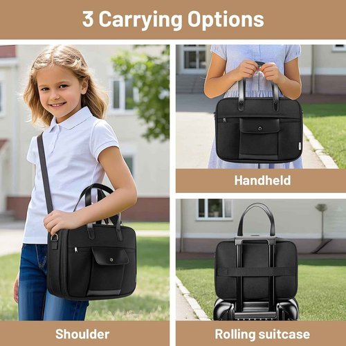 LOEUO 3 Ring Binder with Zipper Fits 500 Sheets, 2 Inch Zipper Binder 3 Ring with Shoulder Strap, Binders Organizer Bag with 16" Laptop Compartment for School and Office