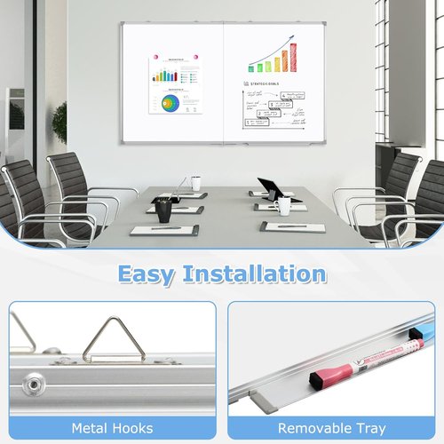 Dollar Boss Large Magnetic Whiteboard - 72 x 40 Inch Portable Double-Sided Dry Erase Board | Aluminum Frame for Office & Classroom