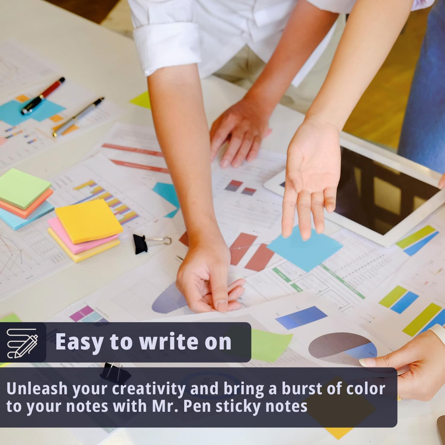 Mr. Pen- Sticky Notes, 3"x3", 12 Pads, 720 Sheets, Pastel Colors