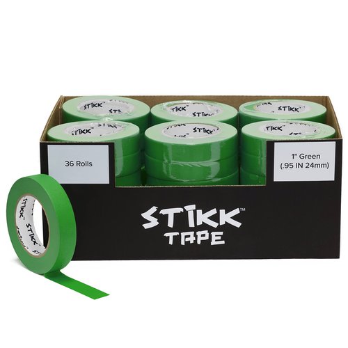 STIKK Painters Tape - 36 Roll Case Green Painter Tape - 1 inch x 60 Yards - Paint Tape for Painting, Edges, Trim, Ceilings - Masking Tape for DIY Paint Projects - Residue-Free Painting Tape