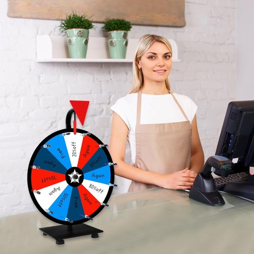 Skiennix 12 Inch Prize Wheel - Heavy Duty Spinning Game Wheel with 12 Color Slots & Stand