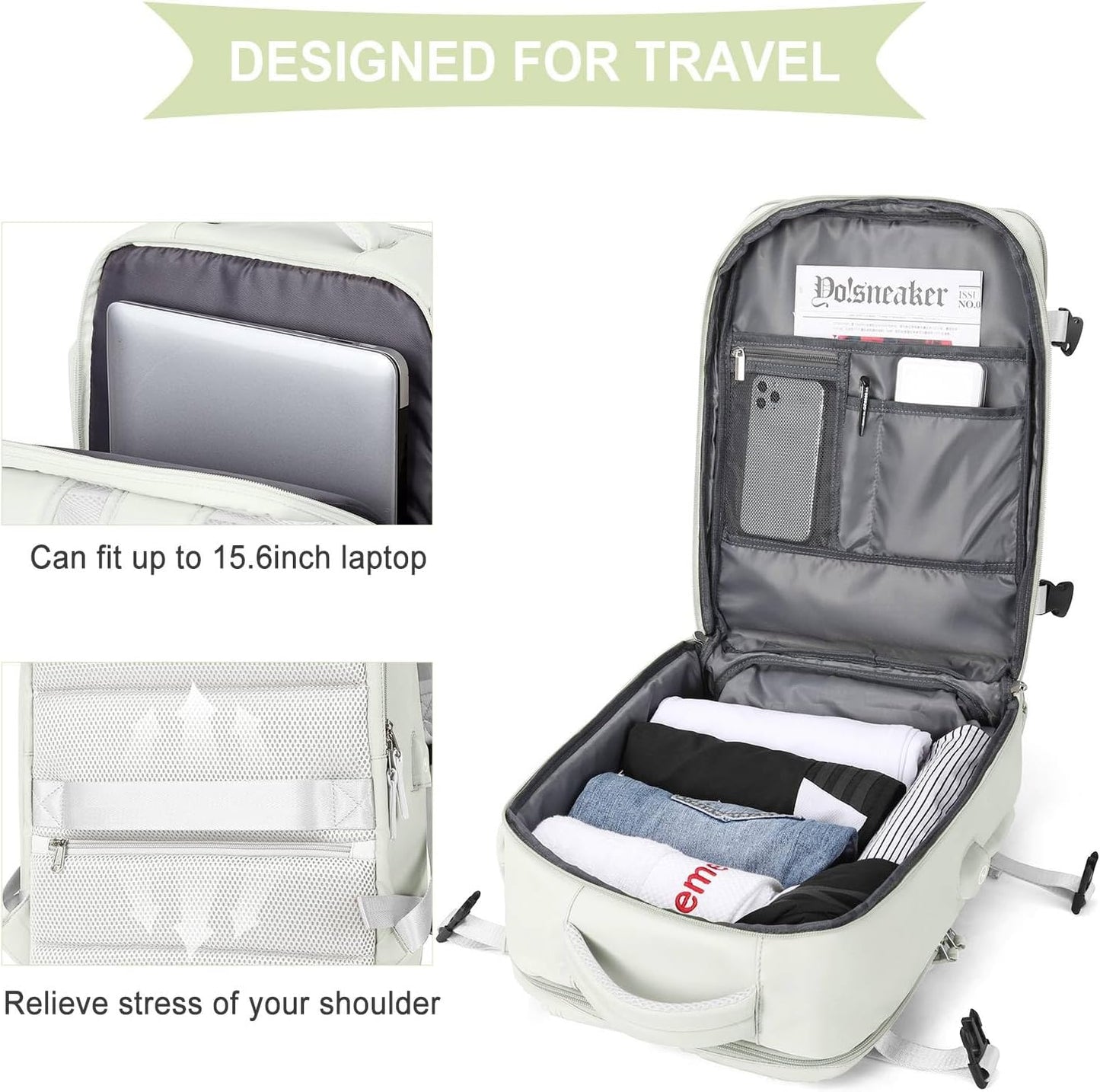 WONHOX Large Travel Backpack - Flight Approved Laptop Bag for Business & Leisure | Unisex Design
