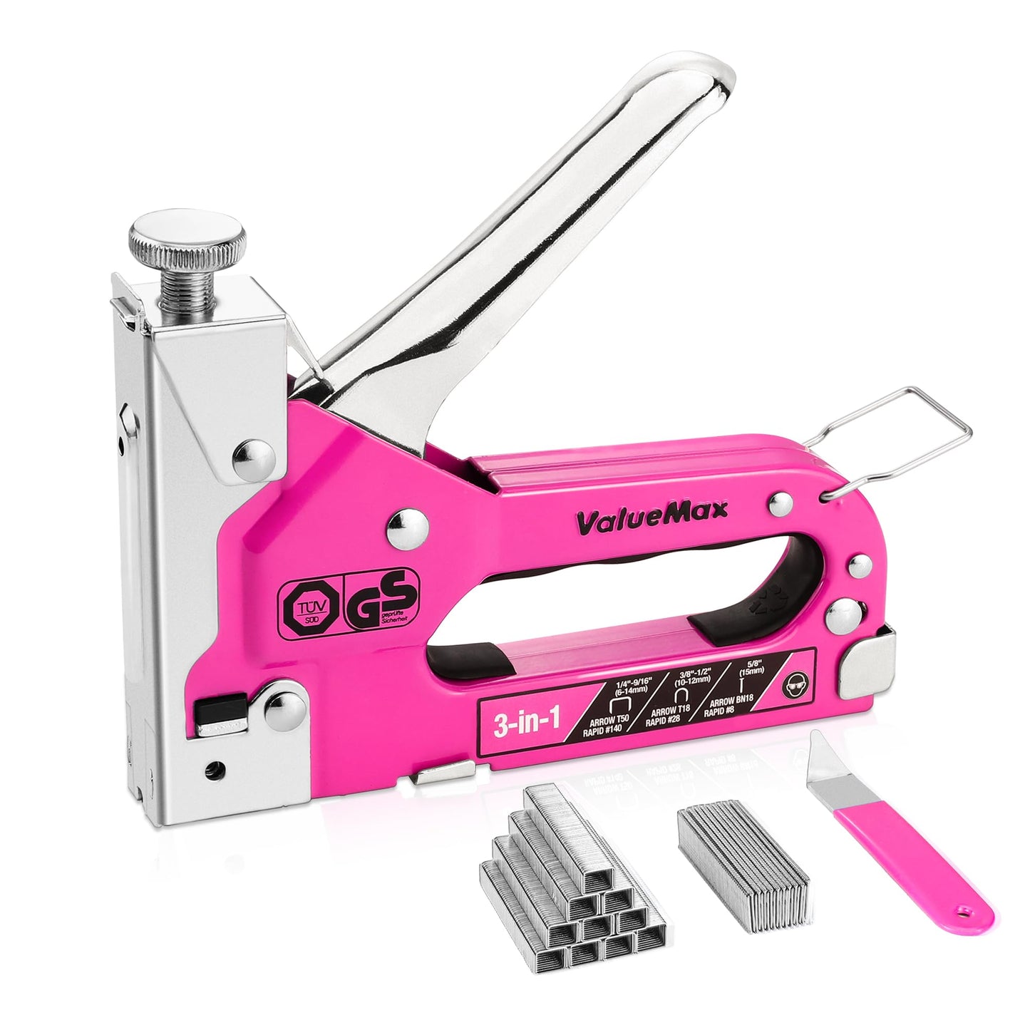ValueMax Staple Gun, Heavy Duty 3-in-1 Manual Nail Gun with 2000 Staples, Remover, Upholstery Stapler for Wood, Furniture, Carpet, Carpentry, DIY, Wire, Decoration, Craft, Fixing Material, Decoration