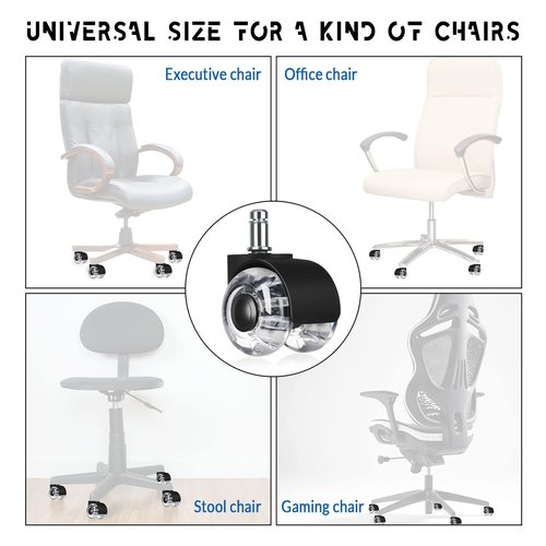 BBTO 20 Pcs Office Chair Wheels Replacement Bulk 2 Inch Swivel Heavy Duty Caster Wheels Rolling Desk Chair Casters Quiet for Hardwood Floors and Carpets, Easy Installation and Universal Fit