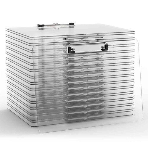 Macroclo Horizontal Plastic Clipboards, Acrylic Clear Clip Board 8.5x11 for Classroom, Students, Kid, Size 9 x 12.5 in, Landscape Layout, Office & School Supply(Pack of 30)