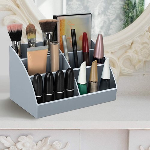 Acrimet Desktop Organizer - Easy Organizer Caddy Holder for Office, Home and School use (Plastic) (Silver Color)