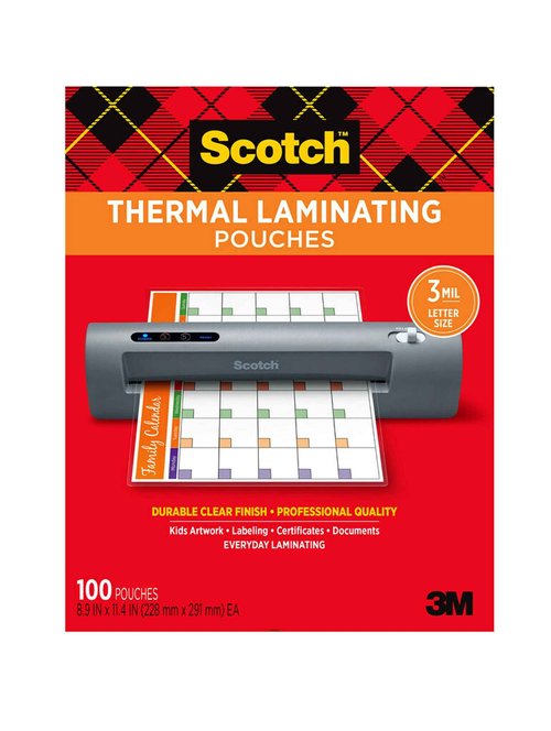 Scotch Thermal Laminating Pouches, 200- Count, 8.9 x 11.4'' & Thermal Laminating Pouches, 100 Count-Pack & Thermal Laminator, 2 Roller System(TL901X)
