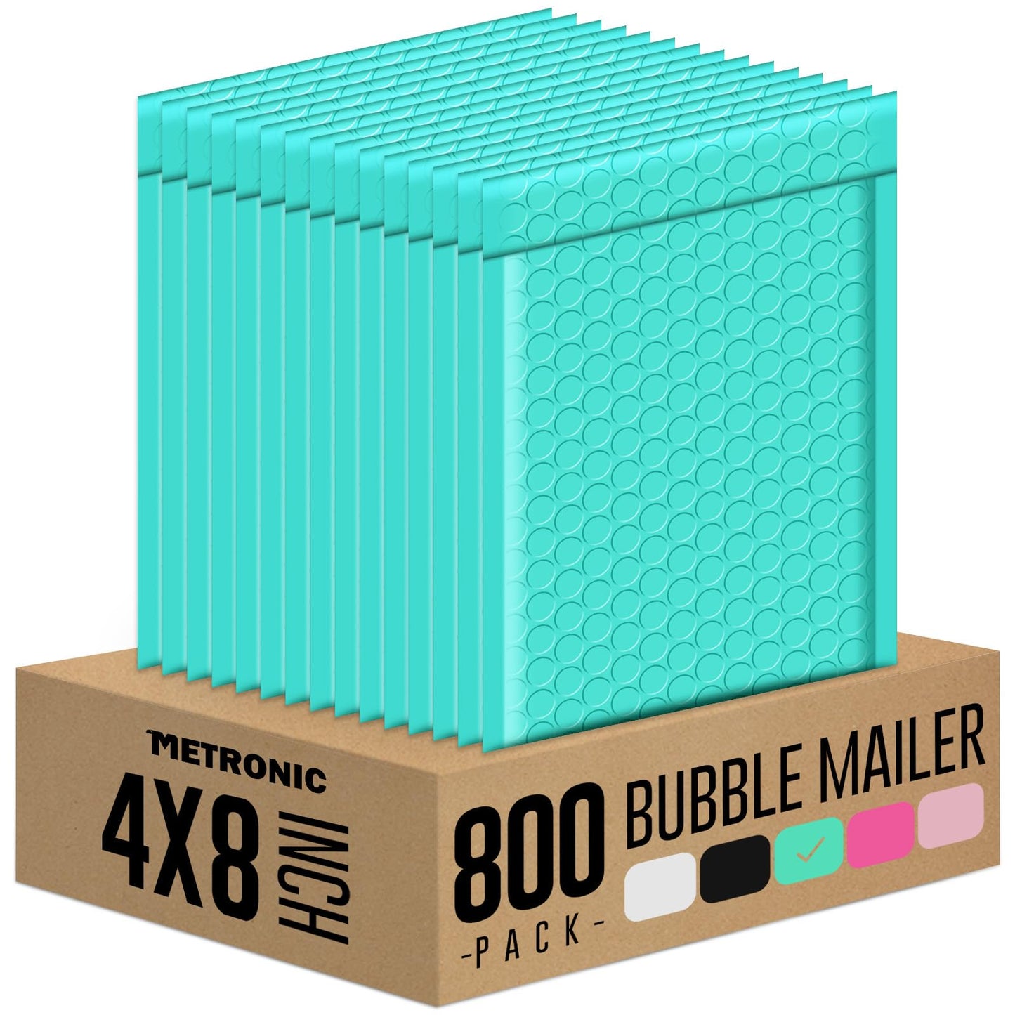 Metronic 4x8 Inch 800Pack Bubble Mailer, Teal Bubble Mailers, Waterproof Padded Envelopes, Self Seal Adhesion Bubble Envelopes, Cushioning Padded Mailers for Jewelry, Bubble Mailers Usable Size 4x7