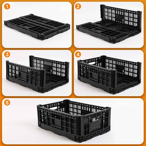 JGLDG Collapsible Storage Bin Container，52 Liter Transfer heavy duty plastic storage box , Versatile Storage Basket milk crates (2)