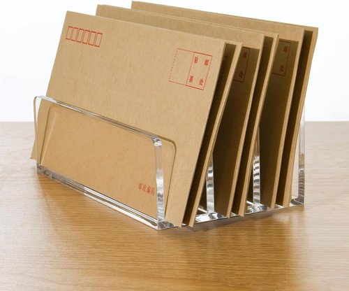 Clear Acrylic Mail Holder by [Brand Name] - Vertical Letter Sorter & Multifunction Desk Organizer for Bills and Documents