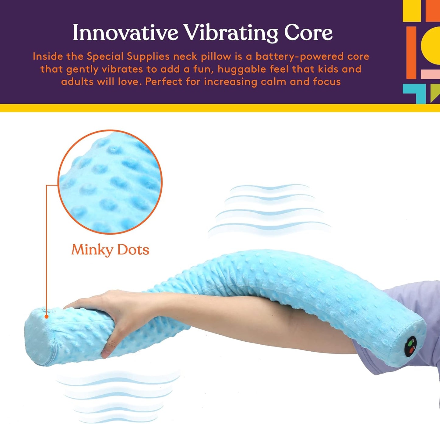 Special Supplies Sensory Vibrating Neck Pillow - Plush Velvet Soft Cover for Calming Relaxation | Blue