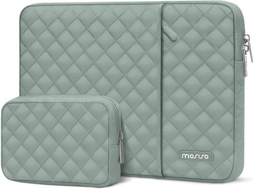 MOSISO Laptop Case - 13.3 Inch Sleeve for MacBook Air/Pro & More | Antique Green, Quilted Design