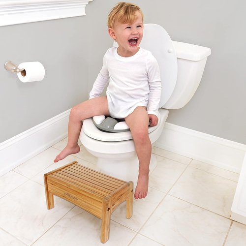 Growing Up Green Bamboo Kids Step Stool - Non-Slip Potty Training Aid for Bathroom & Kitchen
