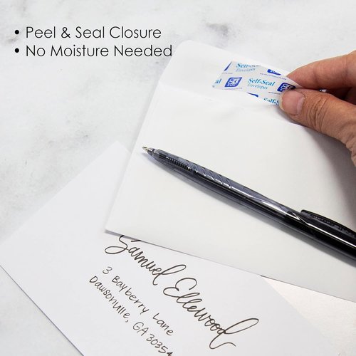 BAZIC Products Self-Seal White Envelopes - No Window Mailing Envelopes, Peel & Seal, 3 5/8" x 6 1/2" (100 Pack)