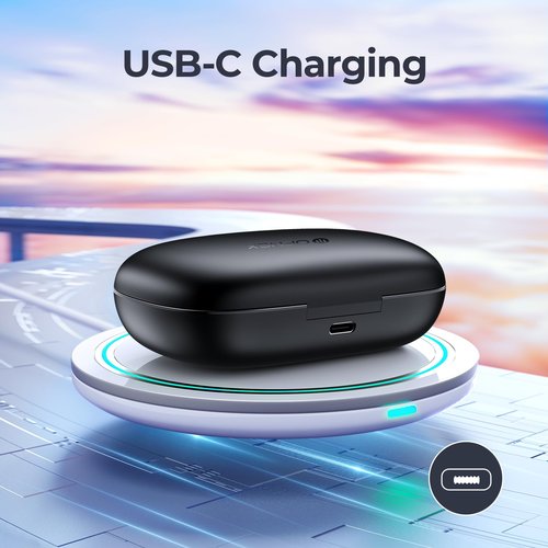 Wireless Earbuds Bluetooth 5.3 Headphones 90 Hrs Playtime Ear Buds with Wireless Charging Case Power Display Over-Ear Earphones with Earhooks Waterproof Stereo Headset for Android Phone Workout Black