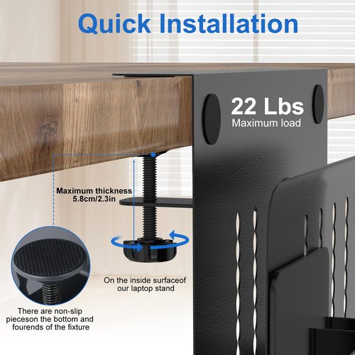 HAMOPY Desk Side Storage, Single-Layer Steel Hanging Desk Organizer with Magnetic Pen Holder, No Drilling Desk Drawer Cable Management Tray, Under Table Laptop Holder for Office, School&Home(Black)