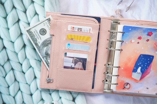 Moterm A6 Luxe Rings Planner - Genuine Leather Binder Organizer (30mm Ring, Pebbled-Dusty Rose) - NOT a Standard A6