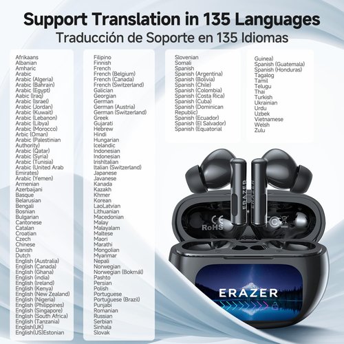 NAGFAK ERAZER XP12 Translation Earbuds Real Time, 3-in-1 Translator Earbuds in 135 Languages & Accents with APP Bluetooth 5.6 Translation Device for Travel Business Learning