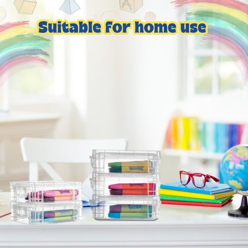 Suzile 32 Pcs Plastic Crayon Box with Snap Lids Bulk Stackable Crayon Storage Box Pen Pencil Container for Organizer Art Craft School Classroom Office Supply(Clear)