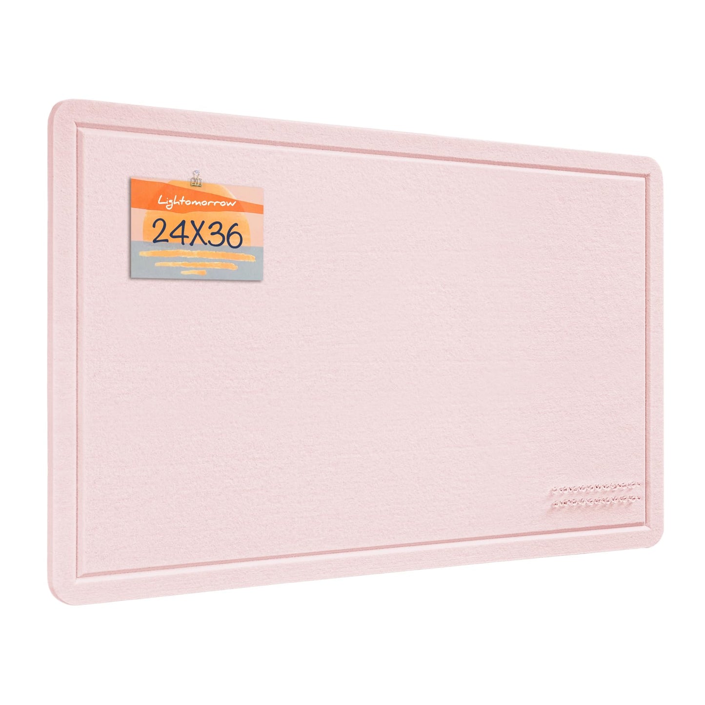 Lightomorrow Bulletin Board, 36 x 24 Inches Cork Board Alternative Decorative Felt Pin Board with Safe Removable Adhesives & 20 Push Pins for Home Office Classroom Walls-Pale Pink