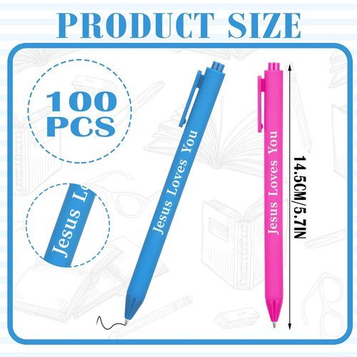 Jetec 100 Pcs Jesus Loves You Pens Colorful Christian Pens Bible Verses Retractable Gel Pens Christian Gifts Bulk for Student Office Sunday Church Supplies