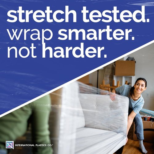 International Plastics Co. 80 Gauge Plastic Stretch Film - 1200ft Clear Cling Wrap for Heavy Duty Packing