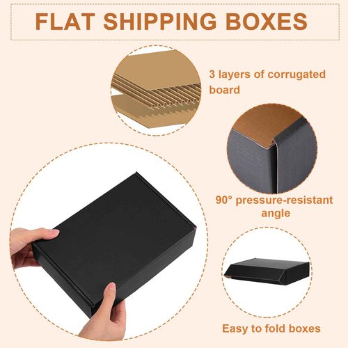 Qilery 100 Pcs Shipping Boxes Cardboard Gift Corrugated Cardboard Boxes Mailer Packaging for Mailing Small Business Present (9 x 6 x 2 Inches,Black)