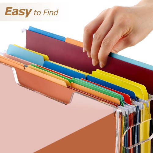 Tfirhuoe Acrylic File Folder Organizer, Clear Hanging File Organizer Box for Letter Size, Desktop File Holder with Handles, Slim Filing Storage Box for Desk Office Home Work -1 Pack