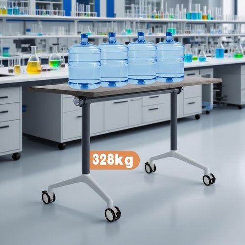 Modern Conference Table,4PCS Folding Conference Table with 360°Mobile Wheels,Office Conference Room Table for 4-6 Person,Modular Meeting Table (Grey, 55in)