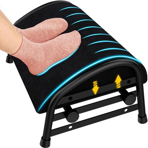 YEASHEIN Padded Foot Stool for Under Desk, 3 Adjustable Heights Foot Rest for Office Chair, Under Desk Footrest for Gamer Desk Accessories, Leg Rest for Car/Home Essential Accessories - Black