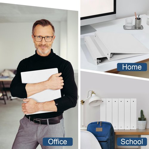 1.5-Inch 3-Ring Binder with Pockets, 1-1/2’’ Premium View Binders with Three Ring Binders Holds up to 325 Sheets US Letter Size, Bulk Pack of 6, Perfect for Home, Office, and School (1.5-inch) White