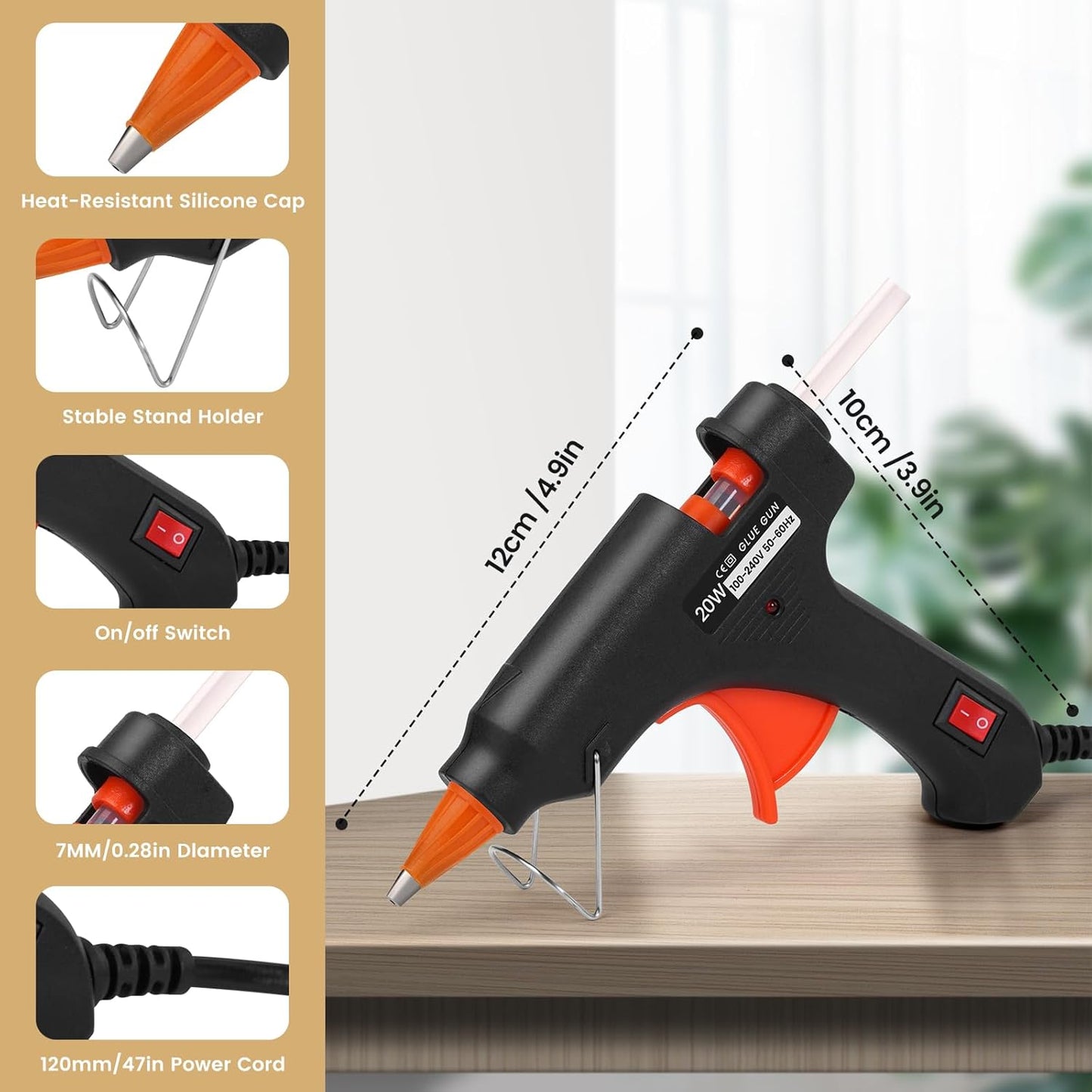Skiennix Mini Hot Glue Gun - Fast Preheating 20W Hot Melt Tool with 30 Glue Sticks for DIY Crafts (Black)