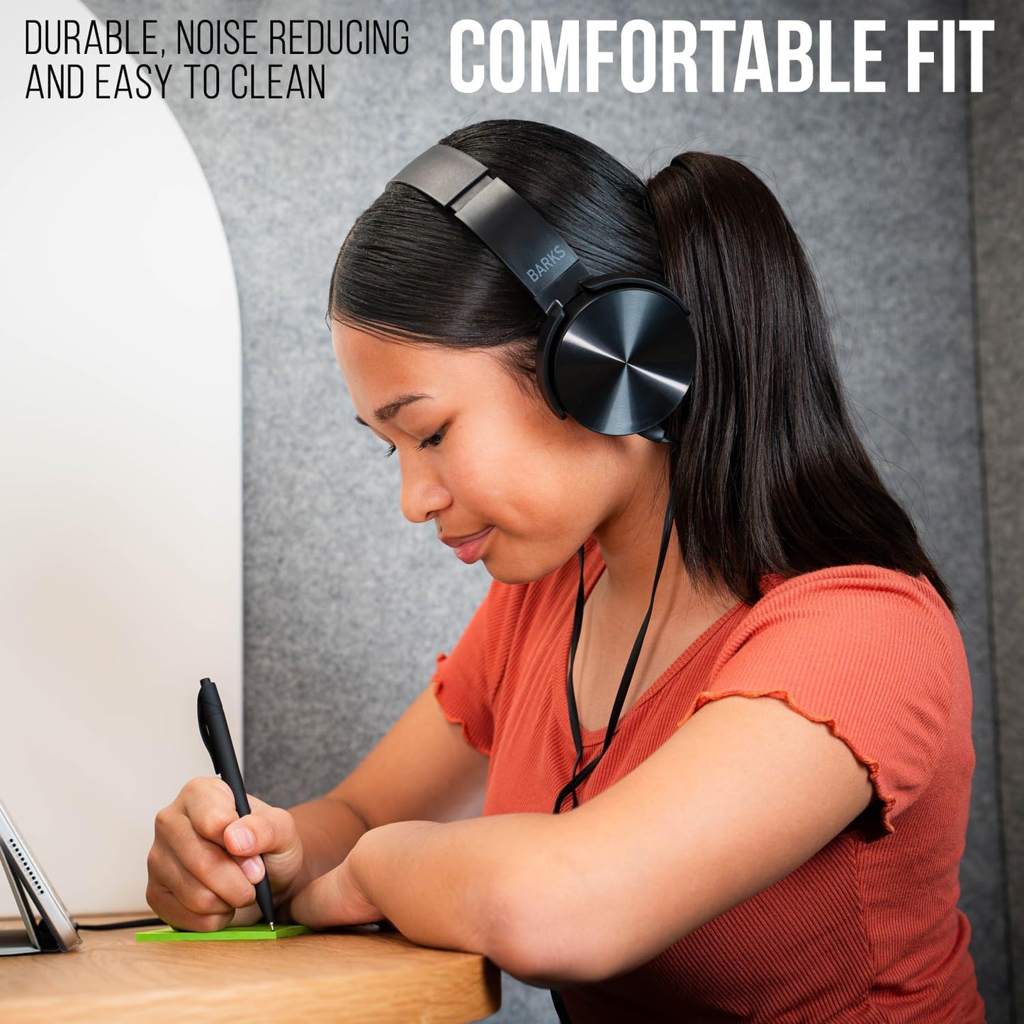 Barks Classroom Headphones - Premium On-Ear Student Headphones | 10 Pack, Stealth Color, Noise Reducing, Durable & Comfortable for K-12 Schools