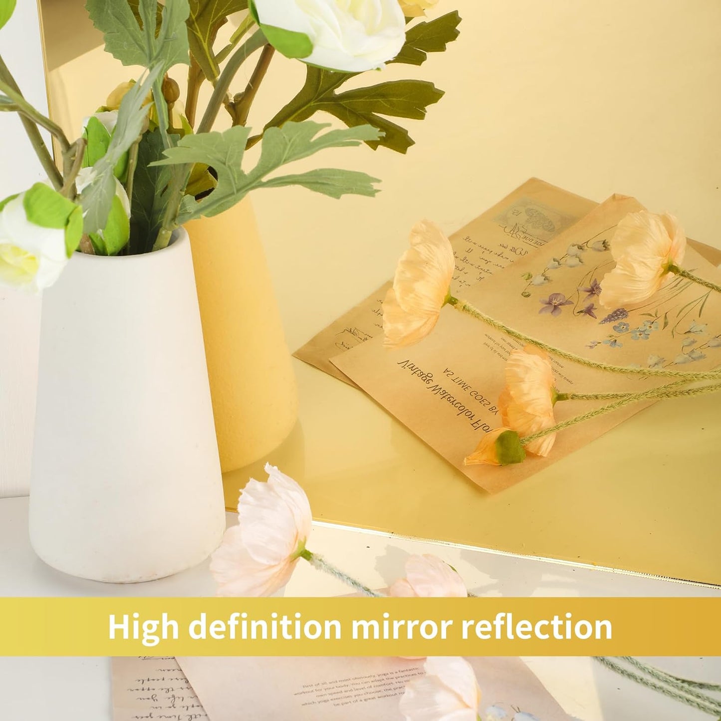 Skiennix Gold Mirrored Acrylic Sheets - 12 x 12 Inch, 1/8 Inch Thick for DIY Crafts & Art Display
