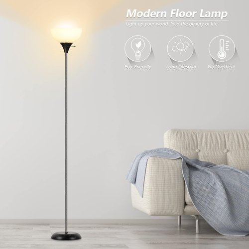 RISLG Floor Lamp - Industrial Metal Design with Drop-Resistant White Lampshade | Perfect for Bedroom & Living Room