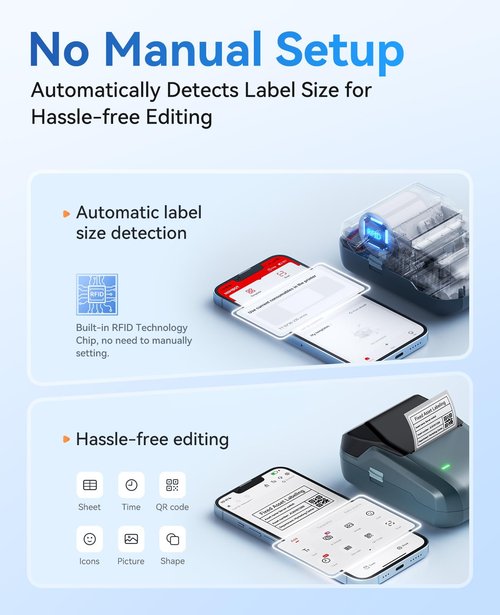 NIIMBOT B1 Label Maker Machine with Tape, Thermal Label Printer Easy to Use for Office, Home, Business, 2 Inch Label Maker with 2'' x1.18'' Labels-230pcs/Roll