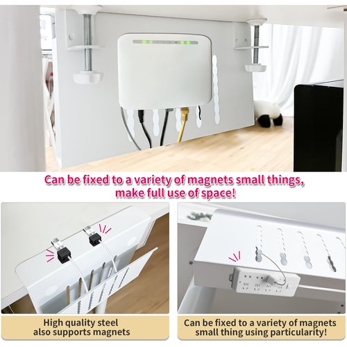 Desk Side Storage, Under Desk Storage, No Drill Steel Hanging Desk Organizer, Laptop Holder, Desk Storage Holder for Office & Home.(White)