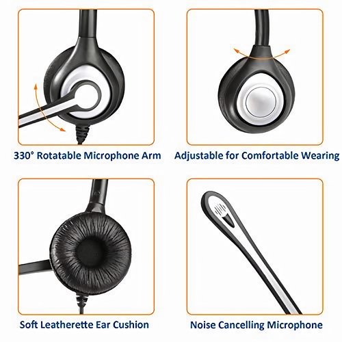 Wantek Cisco Phone Headset with Microphone Noise Cancelling, RJ9 Telephone Headsets Compatible with Cisco Office Phones 7940 7942 7945 7960 7962 7965 7811 7821 8811 8841 8845 8851 Plantronics M12 M22