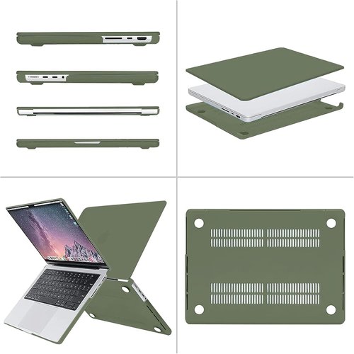 MOSISO MacBook Pro 14 Inch Hard Case - Includes Keyboard Skin, Screen Film & Pouch | Army Green