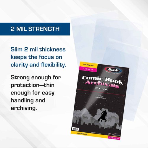 BCW 1-GOL-M2 Golden Comic Mylar Archivals - 2 Mil