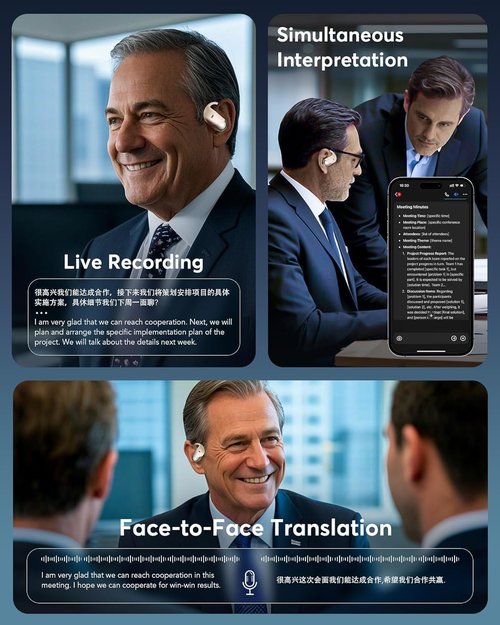 Paekole AI Translation Earbuds Real Time - Audifonos Traductores Inglés Español, 3-in-1 Translator Device, Supports 144 Languages & Accents, Open Ear Earbuds with Charging Case