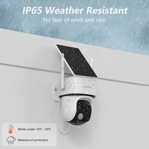wansview Solar Camera Outdoor Wireless-2K 360°PTZ Cameras for Home Security with Dual Lens, Solar Panel/Battery Powered, PIR Detection, Color Night Vision, 2.4Ghz Wi-Fi Only, Works with Alexa, B7 1P W